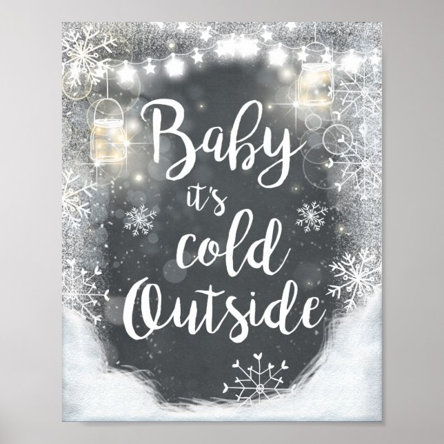 Baby It's Cold Outside Skylt Vinterdekor Rustik (Framsidan)