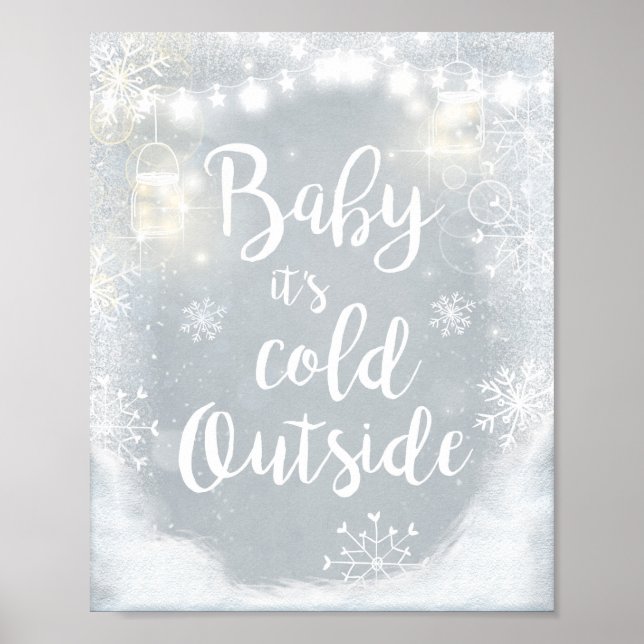 Baby It's Cold Outside skylt Vinterdekor Rustik (Framsidan)