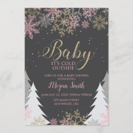 Baby It's Cold Outside Snöflinga Bebis Shower Inbjudningar