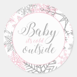 Baby It's Cold Outside Snöflinga Bebis Shower Runt Klistermärke