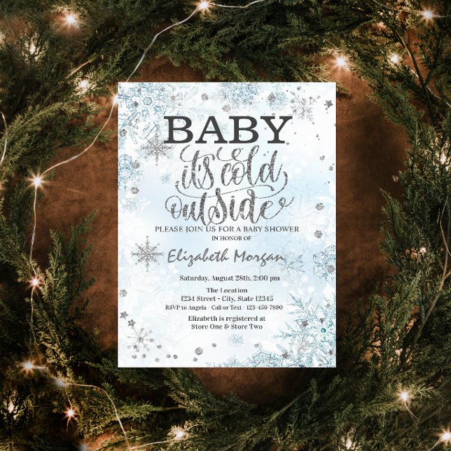 Baby It's Cold Outside Snöflingor Bebis Shower Inbjudningar (Skapare uppladdad)