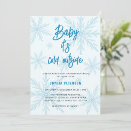 Baby Its Cold Outside Snowflakes Boy Baby Shower Inbjudningar