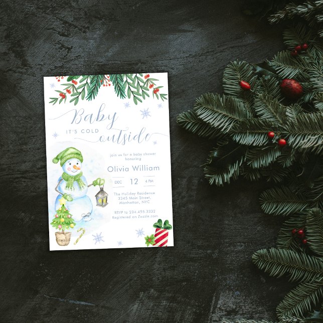 Baby It's Cold Outside Snowman Baby Shower Inbjudningar (Baby It's Cold Outside Snowman Baby Shower Invitation)