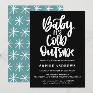 Baby It's Cold Outside Svart Baby Shower Inbjudningar