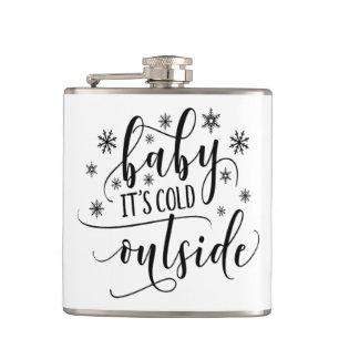 Baby It's Cold Outside Svart Vitt Kalligrafi Fickplunta