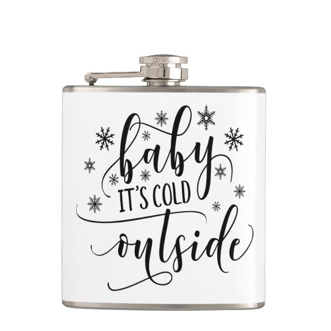 Baby It's Cold Outside Svart Vitt Kalligrafi Fickplunta (Framsidan)