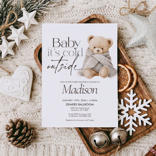 Baby It's Cold Outside Teddy Bear Baby Shower Inbjudningar (Skapare uppladdad)