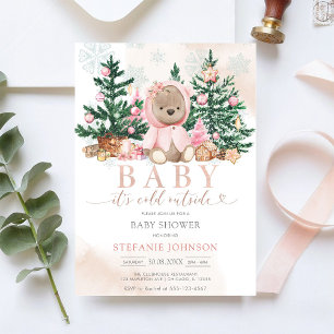 Baby It's Cold Outside Teddy Bear Babyfirande Inbjudningar