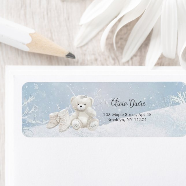 Baby, It's Cold Outside Teddy Bear Returadress  Etikett (Skapare uppladdad)