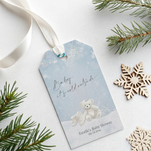 Baby, It's Cold Outside Teddy Bear Snöflingor Presentetikett