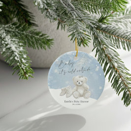 Baby, It's Cold Outside Teddy Bear Snowflake Keeps Julgransprydnad Keramik