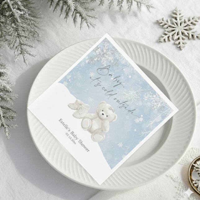 Baby, It's Cold Outside Teddy Bear Vinteraccent Pappersservett (Skapare uppladdad)