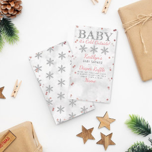 Baby It's Cold Outside Tjejer Vinter Baby Shower Tilläggskort