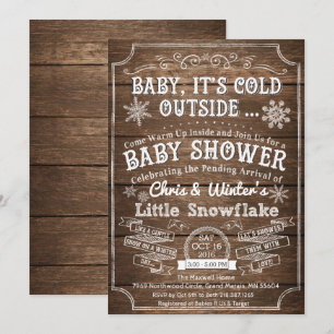 Baby It's Cold Outside Trä Baby Shower Inbjudan