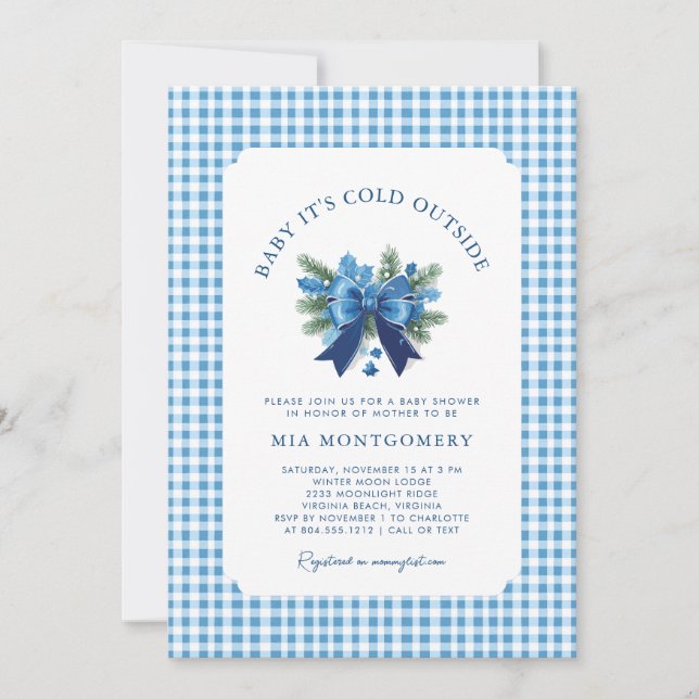 Baby It's Cold Outside Vinter Baby Shower - Blå  Inbjudningar (Framsida)