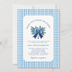Baby It's Cold Outside Vinter Baby Shower - Blå Inbjudningar