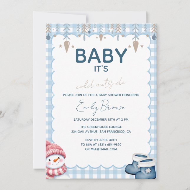 Baby It's Cold Outside Vinter Baby Shower Inbjudningar (Framsida)