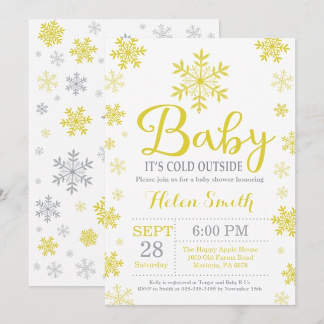 Baby It's Cold Outside Vinter Baby Shower Inbjudningar (Fram/baksida)