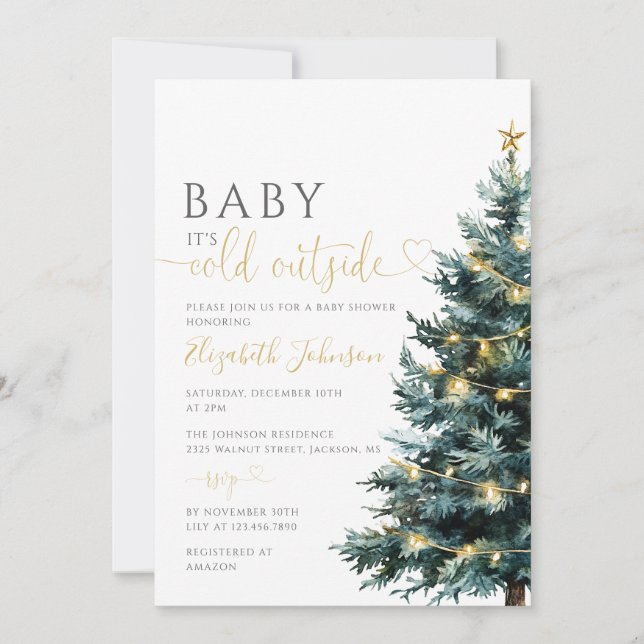 Baby It's Cold Outside Vinter Baby Shower Inbjudningar (Framsida)