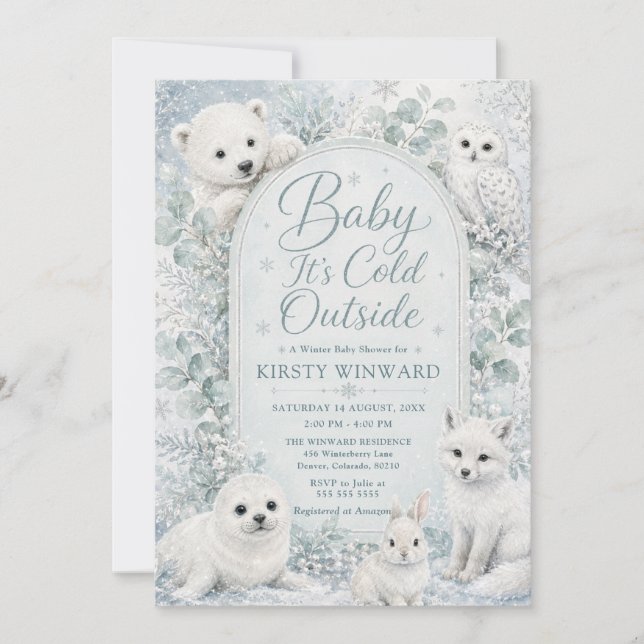 Baby It's Cold Outside Vinter Baby Shower Inbjudningar (Framsida)