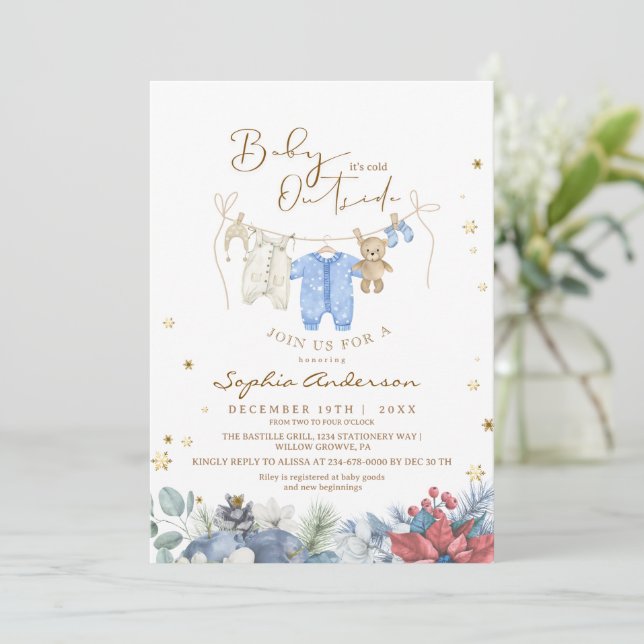 Baby It's Cold Outside Vinter Baby Shower Inbjudningar (Stående Fram)