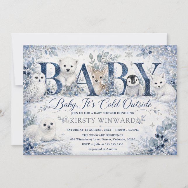 Baby It's Cold Outside Vinter Baby Shower Inbjudningar (Framsida)