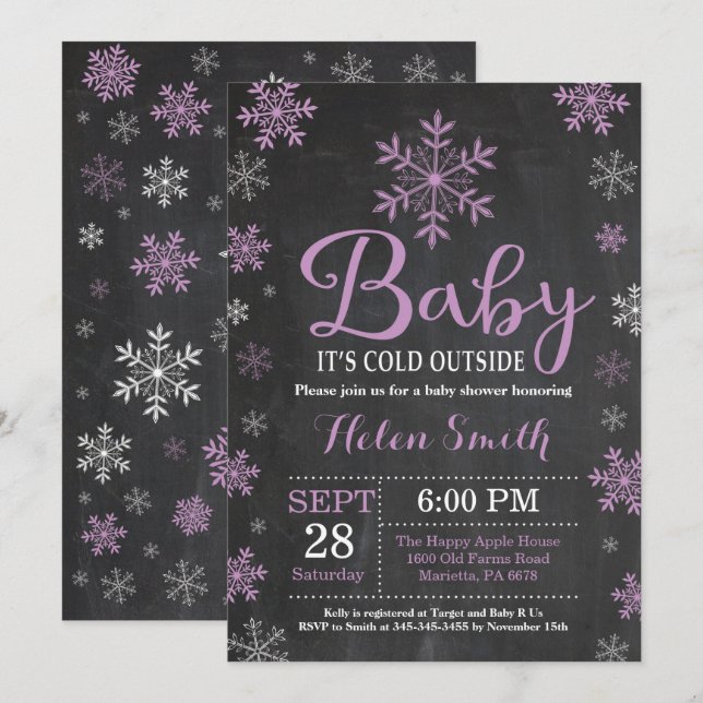 Baby It's Cold Outside Vinter Baby Shower Inbjudningar (Fram/baksida)