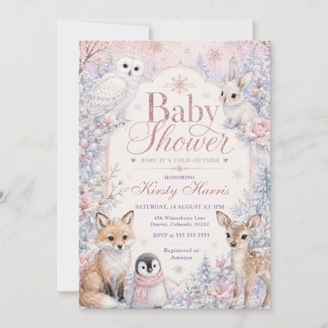 Baby It's Cold Outside Vinter Baby Shower Inbjudningar (Framsida)