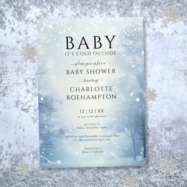 Baby It's Cold Outside Vinter Babykalas Inbjudningar (Baby Its Cold Outside Winter Baby Shower Invitation)