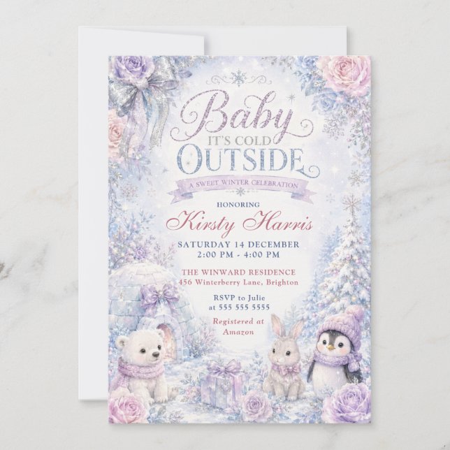 Baby It's Cold Outside Vinter Babyshower Inbjudningar (Framsida)