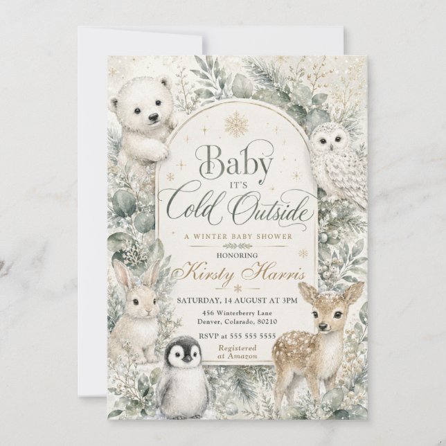 Baby It's Cold Outside Vinter Babyshower Inbjudningar (Framsida)
