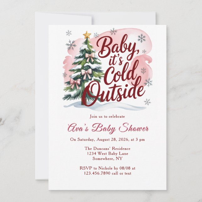 Baby, It's Cold Outside Vinter Babyshower  Inbjudningar (Framsida)