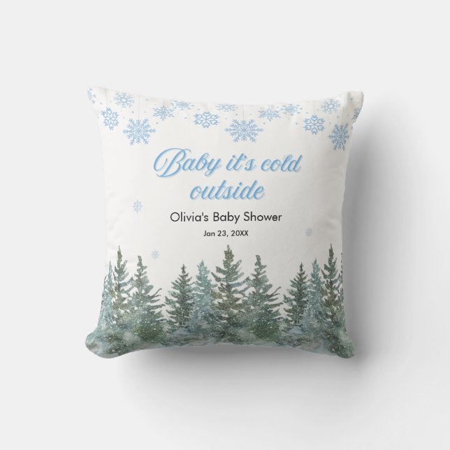 Baby It's Cold Outside Vinter Babyshower Kudde (Framsida)