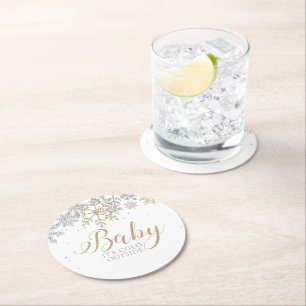 Baby It's Cold Outside Vinter Babyshower Underlägg Papper Rund