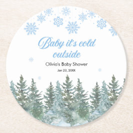 Baby It's Cold Outside Vinter Bebis Shower Underlägg Papper Rund