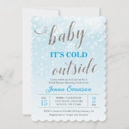 Baby It's Cold Outside Vinter Blå Bröllopsdusch Inbjudningar