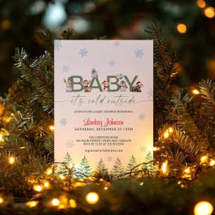 Baby It's Cold Outside Vinter Djur Baby Shower Inbjudningar