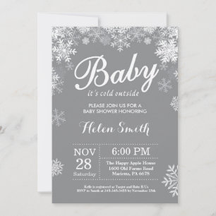 Baby it's Cold Outside Vinter Grå Baby Shower Inbjudningar