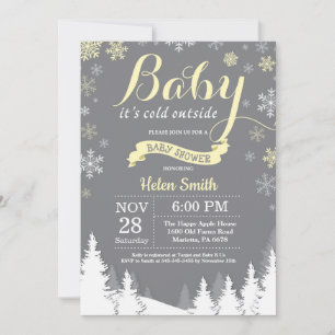 Baby it's Cold Outside Vinter Gul Bebis Shower Inbjudningar