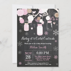 Baby it's Cold Outside Vinter Mason Jar Baby Showe Inbjudningar