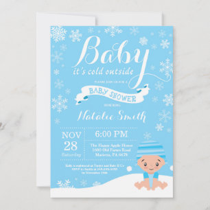 Baby It's Cold Outside Vinter Pojke Baby Shower Bl Inbjudningar