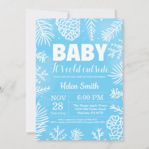 Baby it's Cold Outside Vinter Pojke Baby Shower Inbjudningar