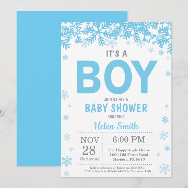 Baby it's Cold Outside Vinter Pojke Baby Shower Inbjudningar (Fram/baksida)