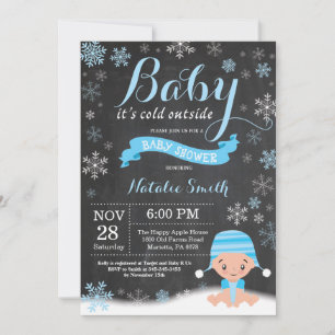 Baby It's Cold Outside Vinter Pojke Baby Shower Inbjudningar
