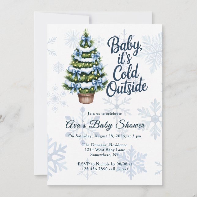 Baby, It's Cold Outside Vinter Pojke Baby Shower  Inbjudningar (Framsida)