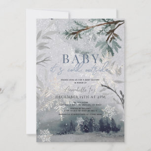 Baby It's Cold Outside Vinter Skog Baby Shower Inbjudningar