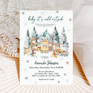 Baby It's Cold Outside Vinter Skog Baby Shower Inbjudningar