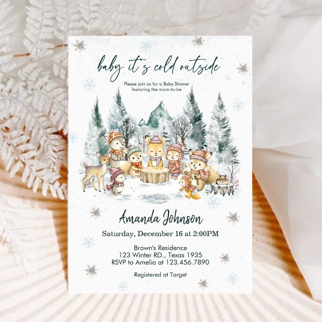 Baby It's Cold Outside Vinter Skog Baby Shower Inbjudningar (Skapare uppladdad)