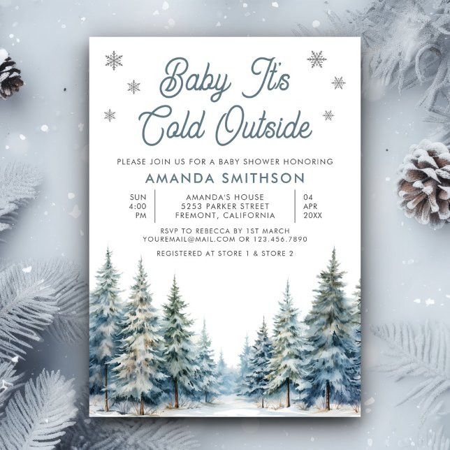 Baby It's Cold Outside Vinter Skog Baby Shower Inbjudningar (Skapare uppladdad)