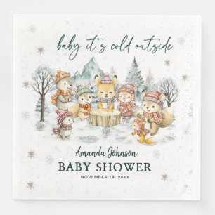 Baby It's Cold Outside Vinter Skog Bebis Shower Pappersservett